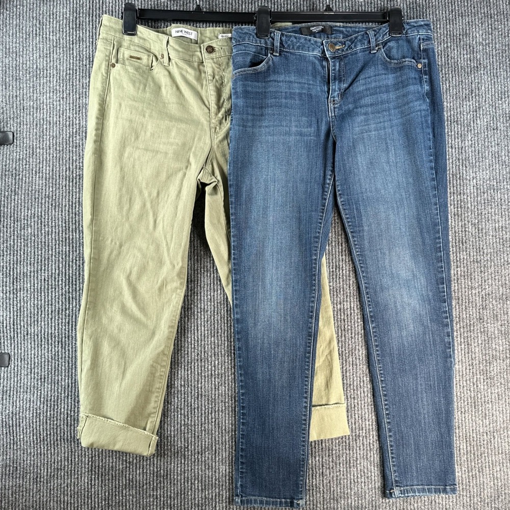 Nine West Gramercy & Simply Vera Vera Wang Jeans Lot 2 Pair Size 10 Green Blue